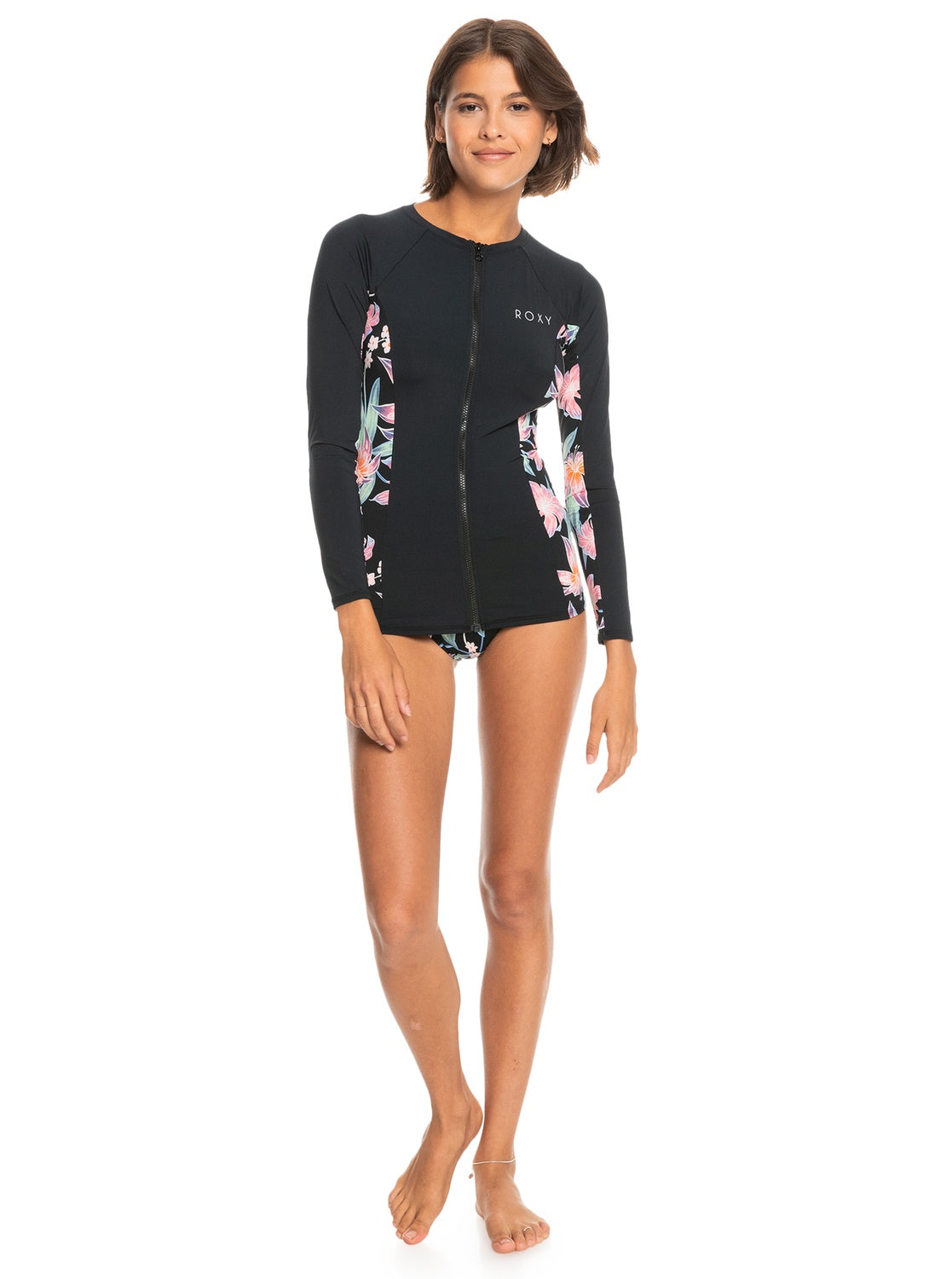 Womens Zip Through Long Sleeve UPF 50 Rash Vest