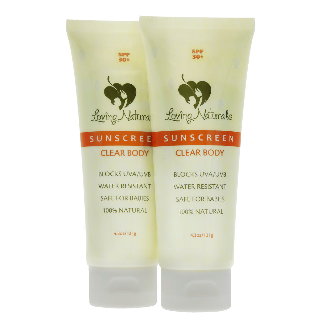 2 Pk Clear Body SPF 30+ Sunscreen NonNano Zinc Oxide UVA/UVB 4.3 oz