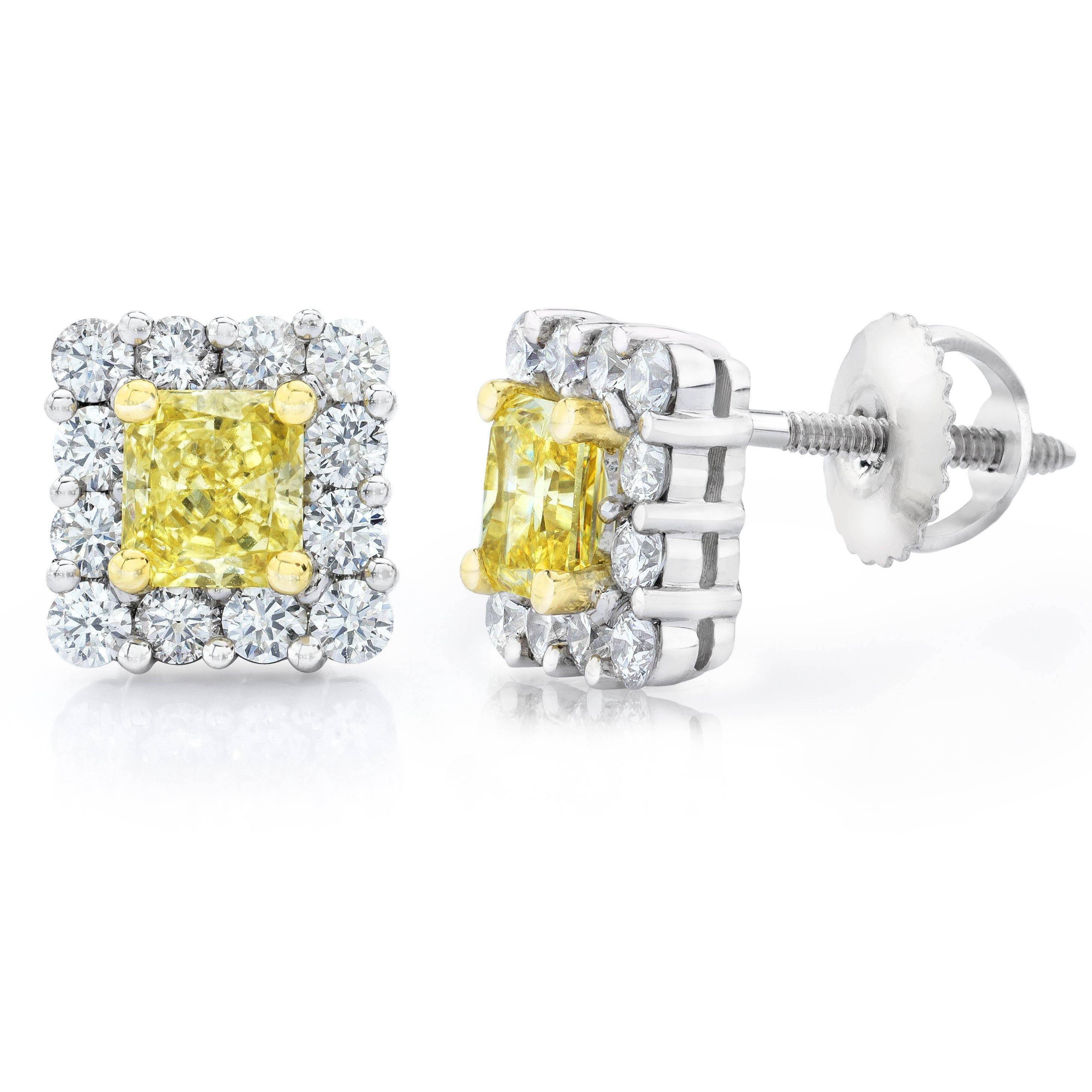 Natural Fancy Yellow Diamond Earrings