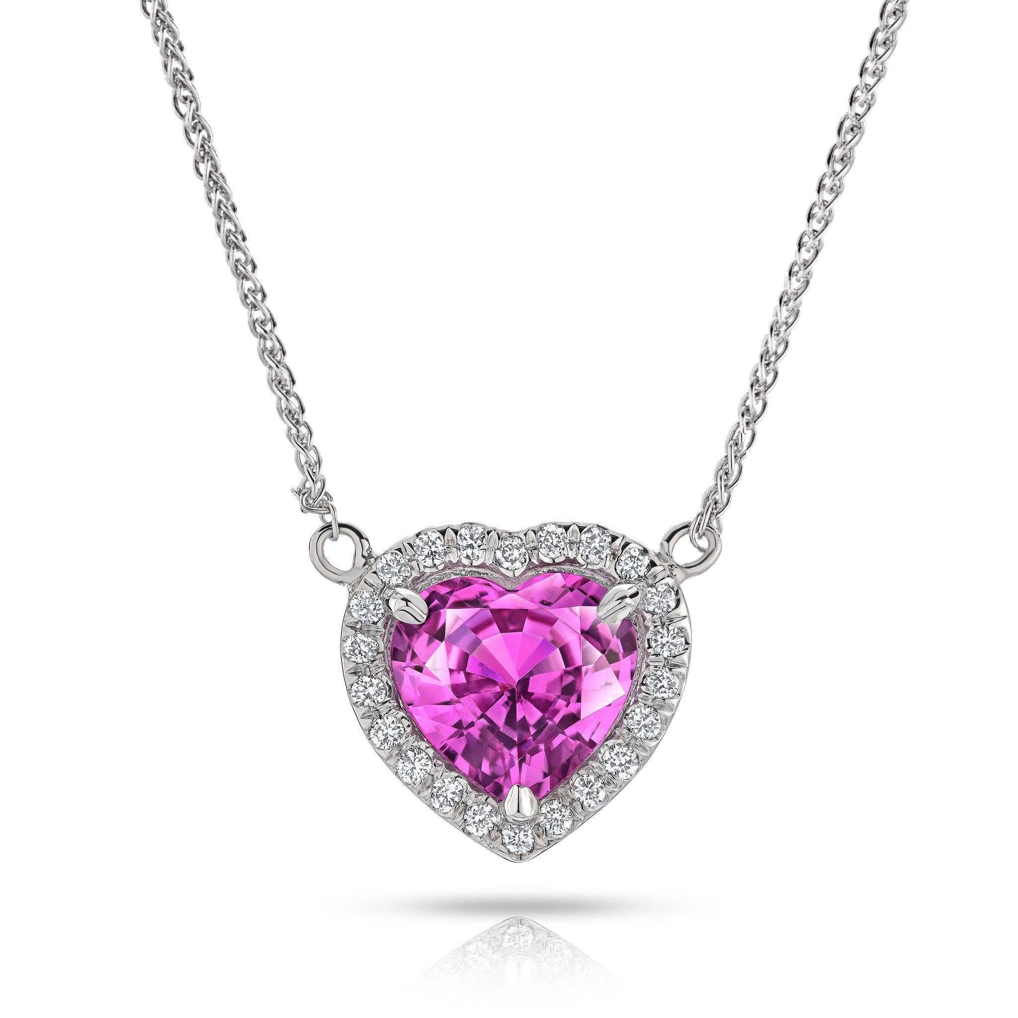 Large Pink Sapphire and Ruby Heart Pendant