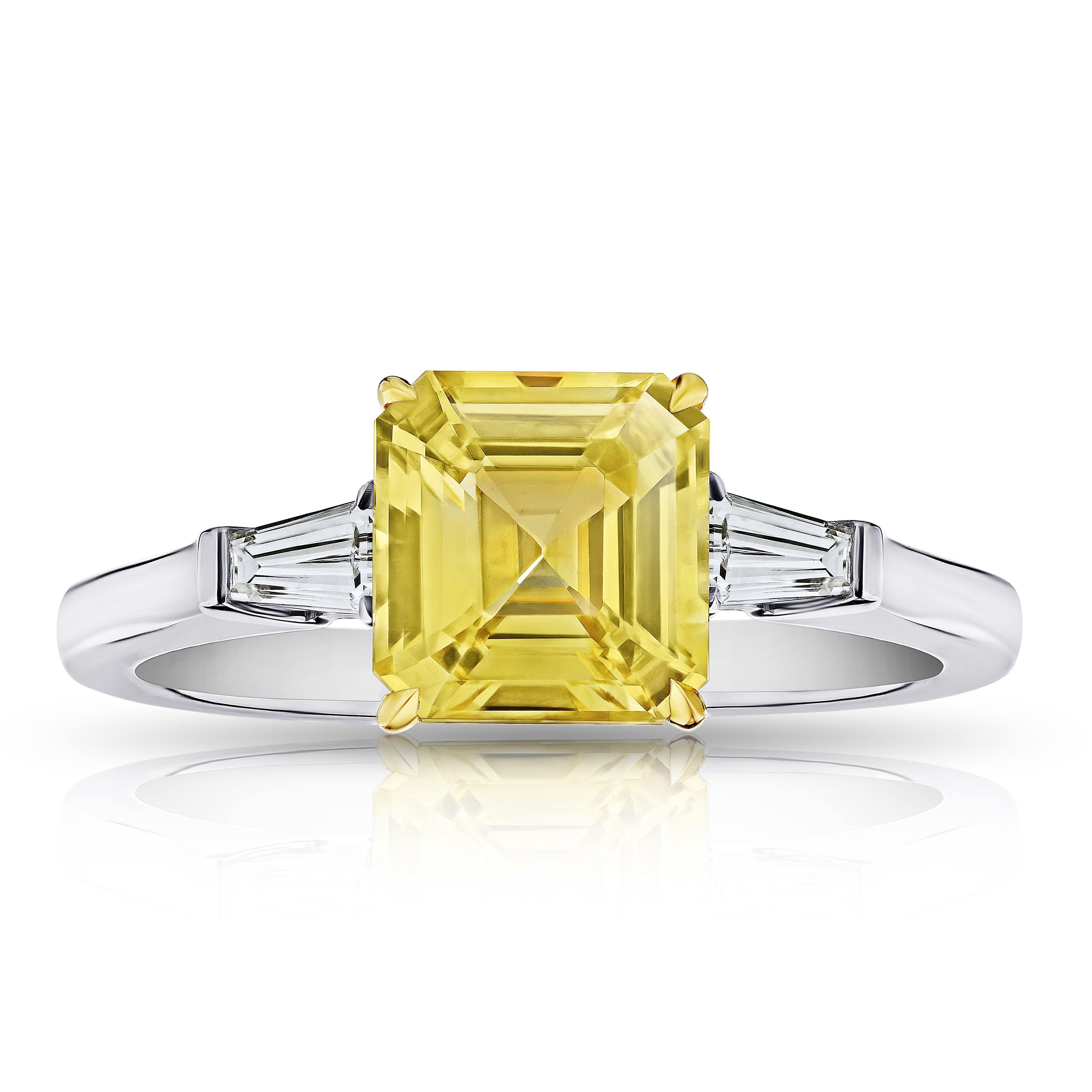 emerald cut yellow sapphire engagement rings