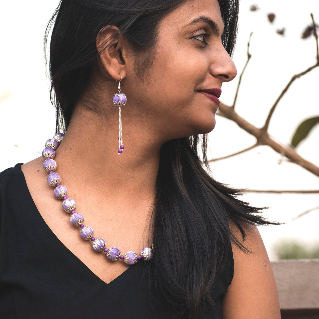 Ikat beads Necklace - Purple – NEELI TITLEE