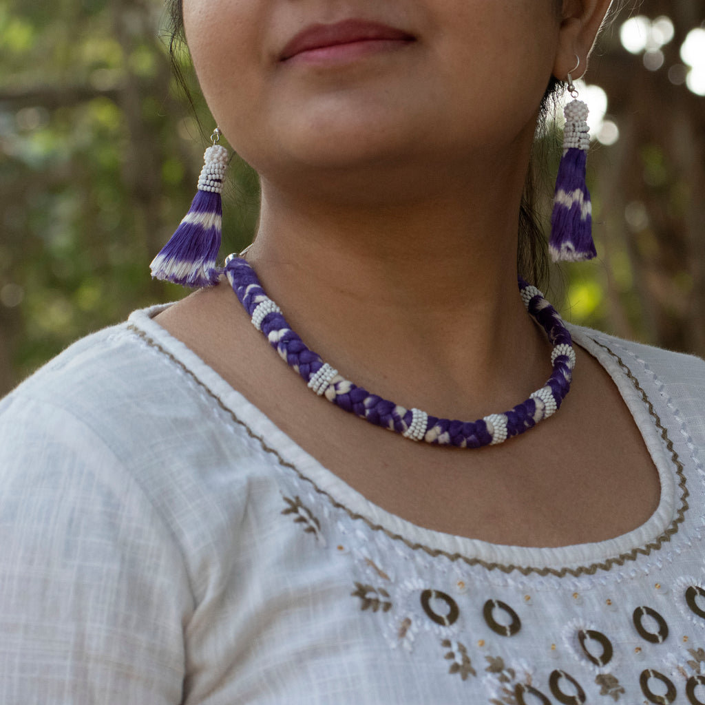 Ikat beads Necklace - Purple – NEELI TITLEE