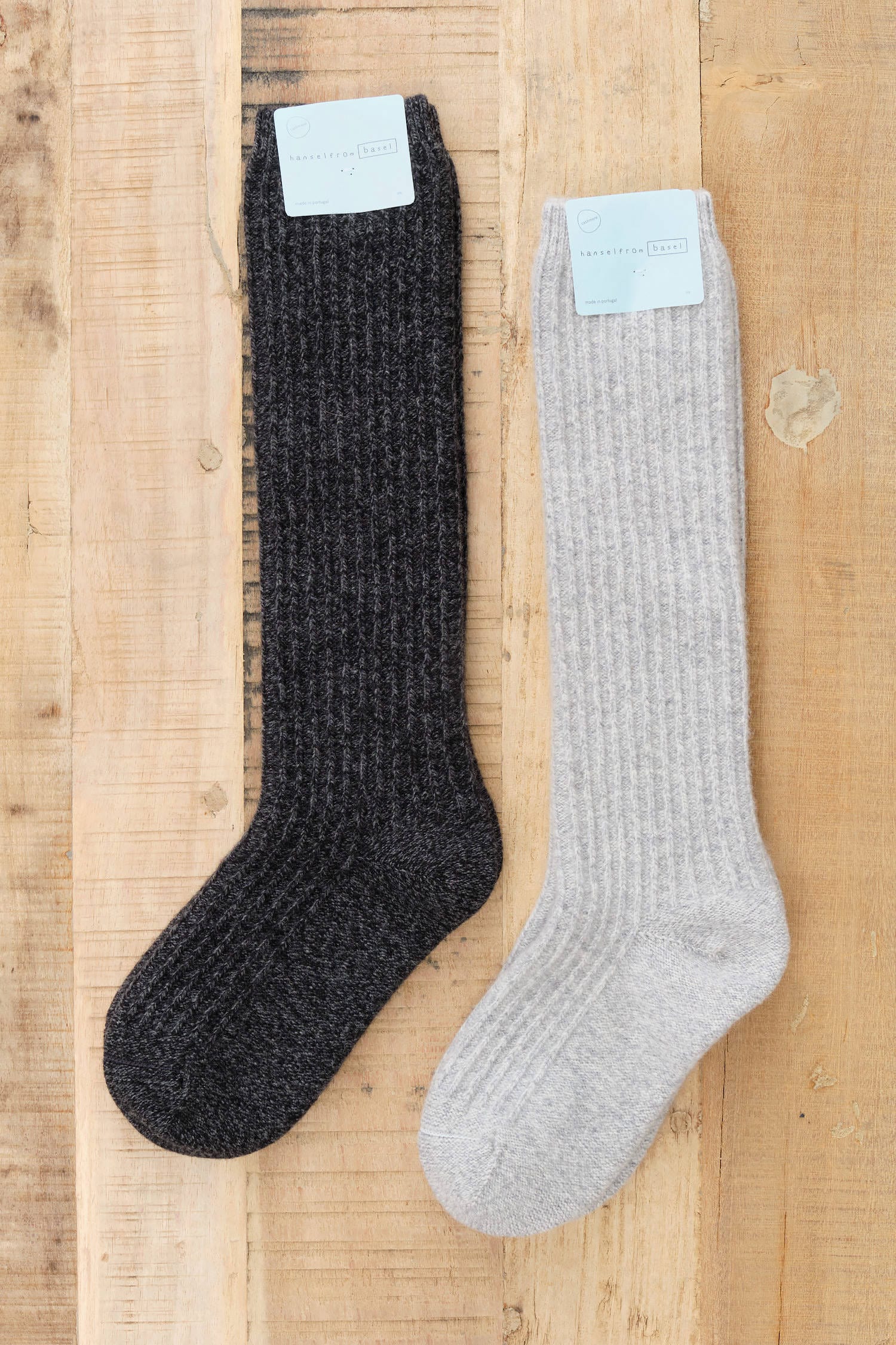 Reverse Rib Knee Hi Socks in Anthracite