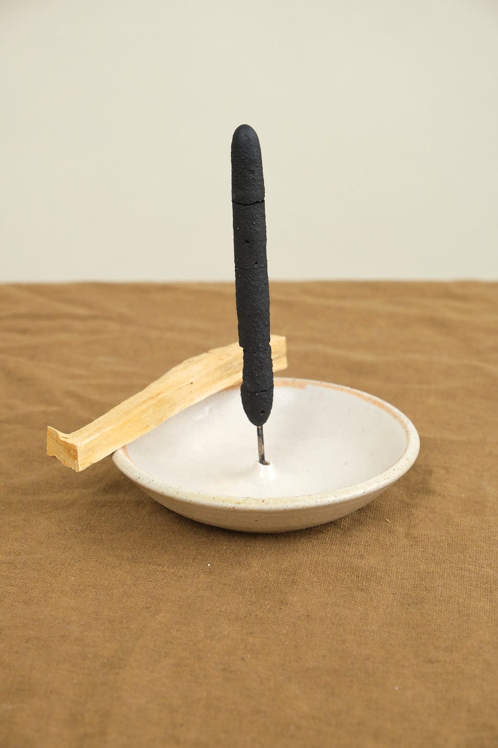 Stoneware Clay Incense Burner in Piker White