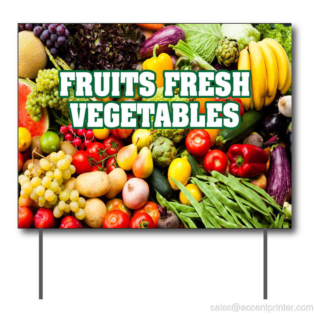 Fruits Fresh Vegetables Curbside Sign 24w X 18h Full Color Double 