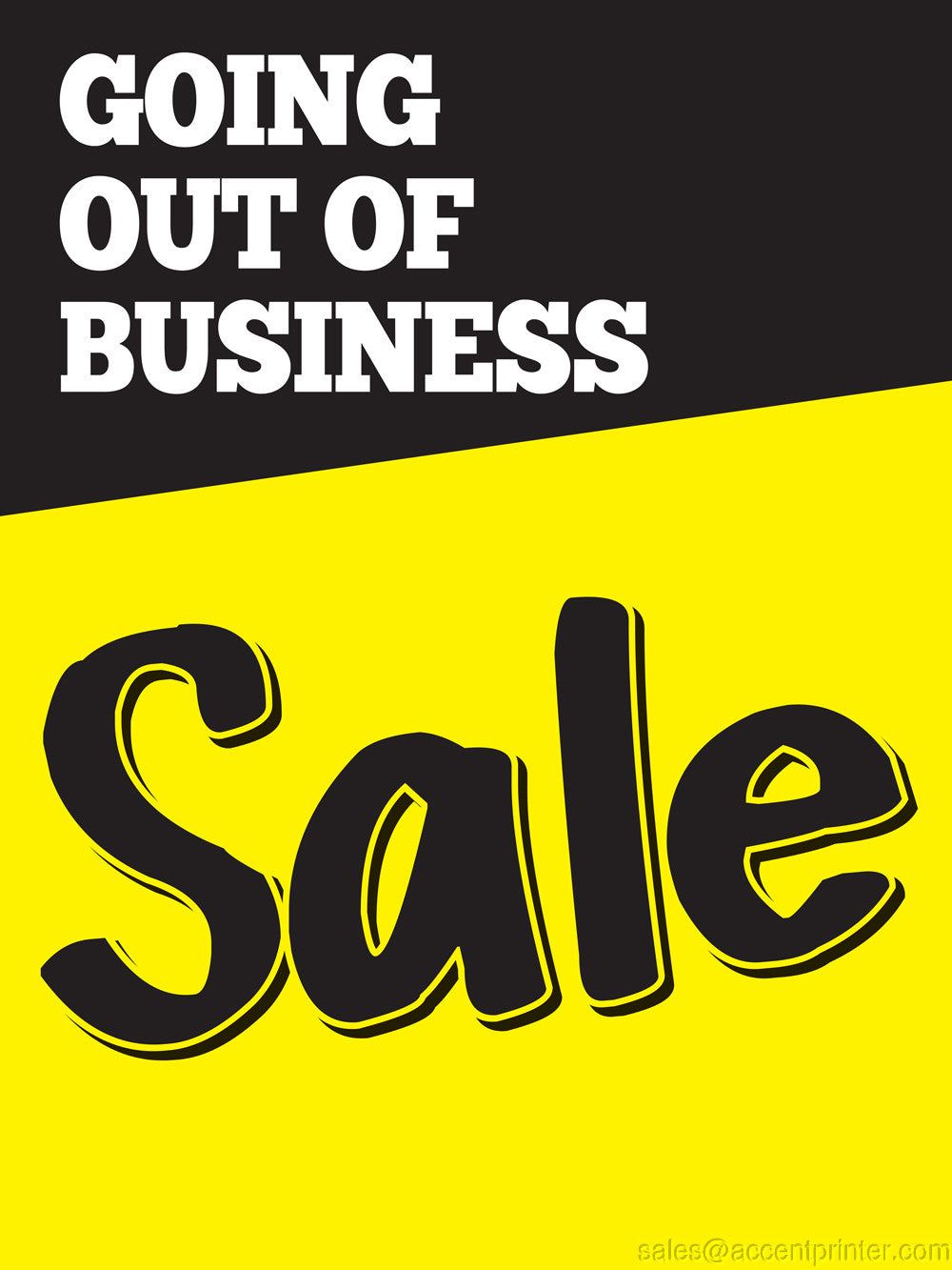 Going Out of Business Sale Retail Display Sign, 18"w x 24"h, Full Colo