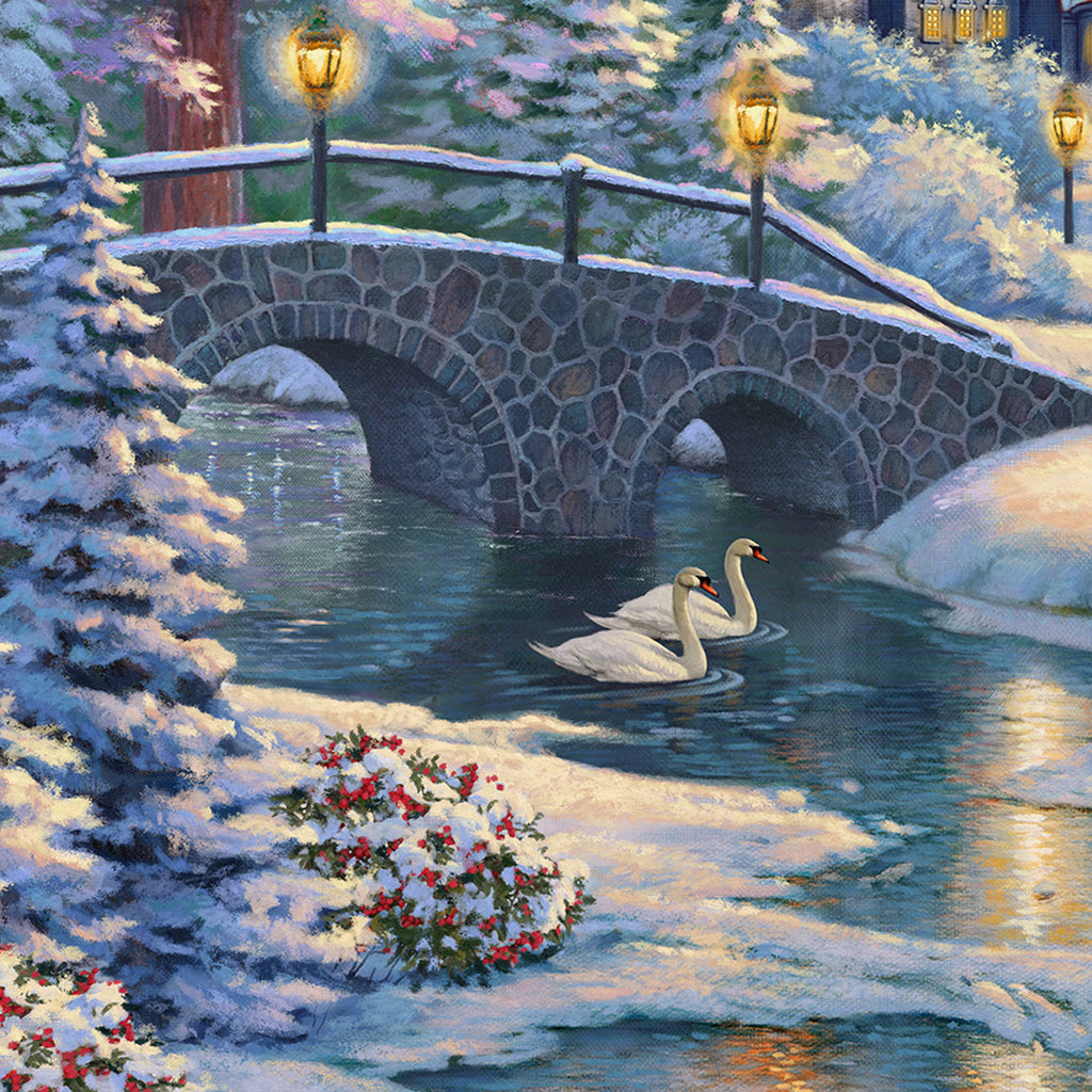 "Beauty and the Beast’s Winter Enchantment" by Thomas Kinkade – Art