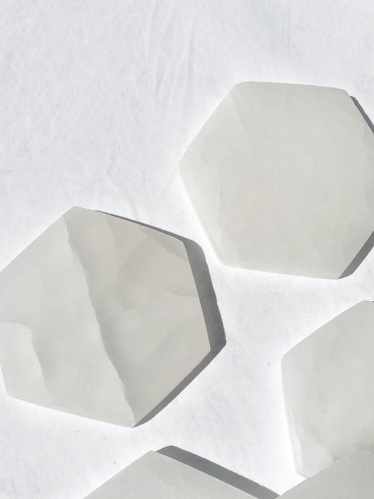 Selenite Hexagonal Charging Plate | Medium - Unearthed Crystals