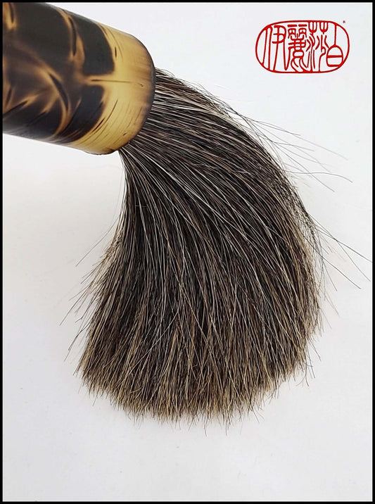 Handmade Fan Brush With Horsehair Bristles and Bamboo Handle