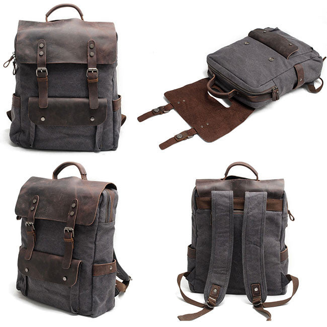 leather camping backpack