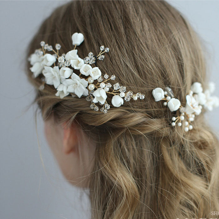 white flower hair band