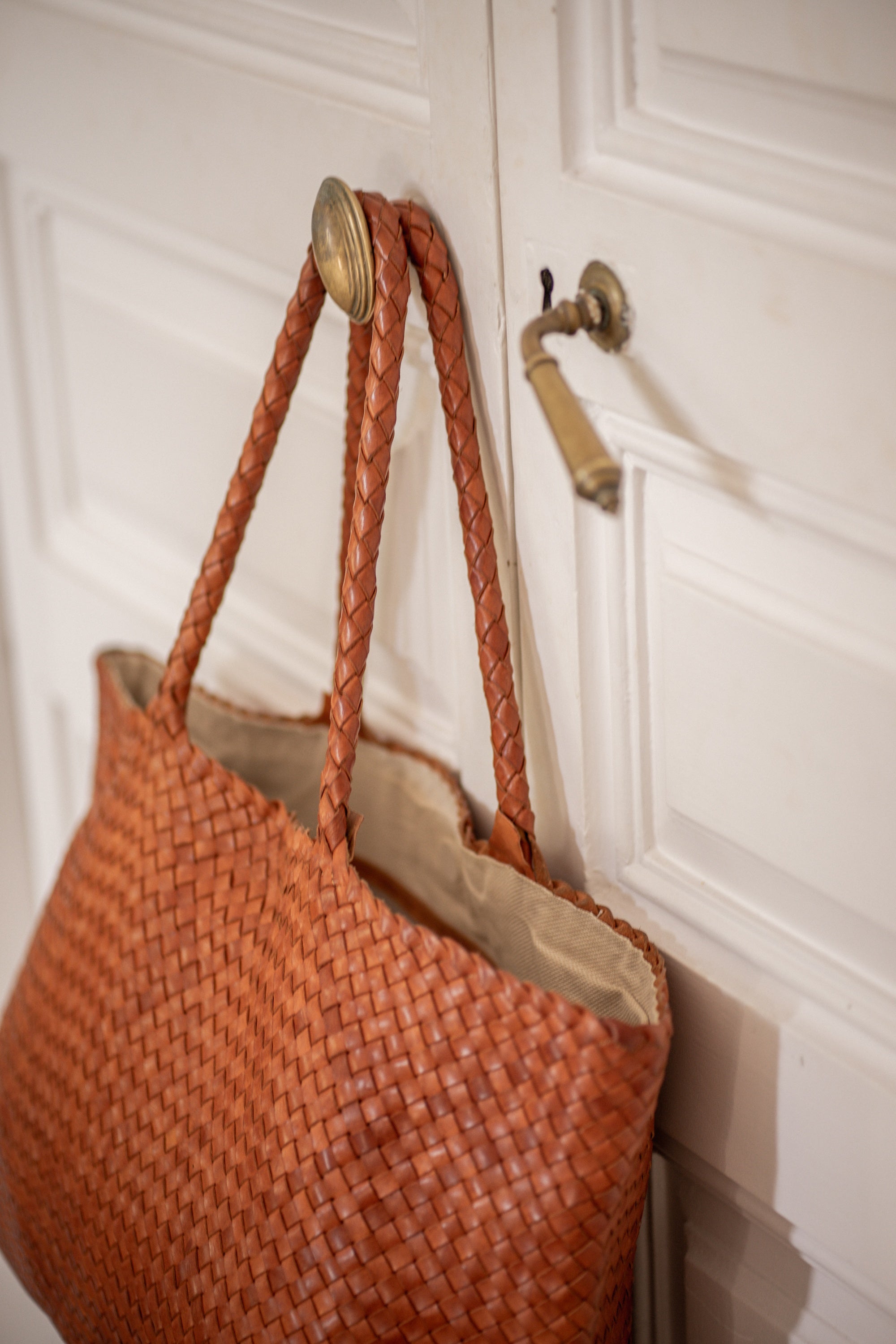 Gate Small Woven-leather Cross-body Bag In Tan