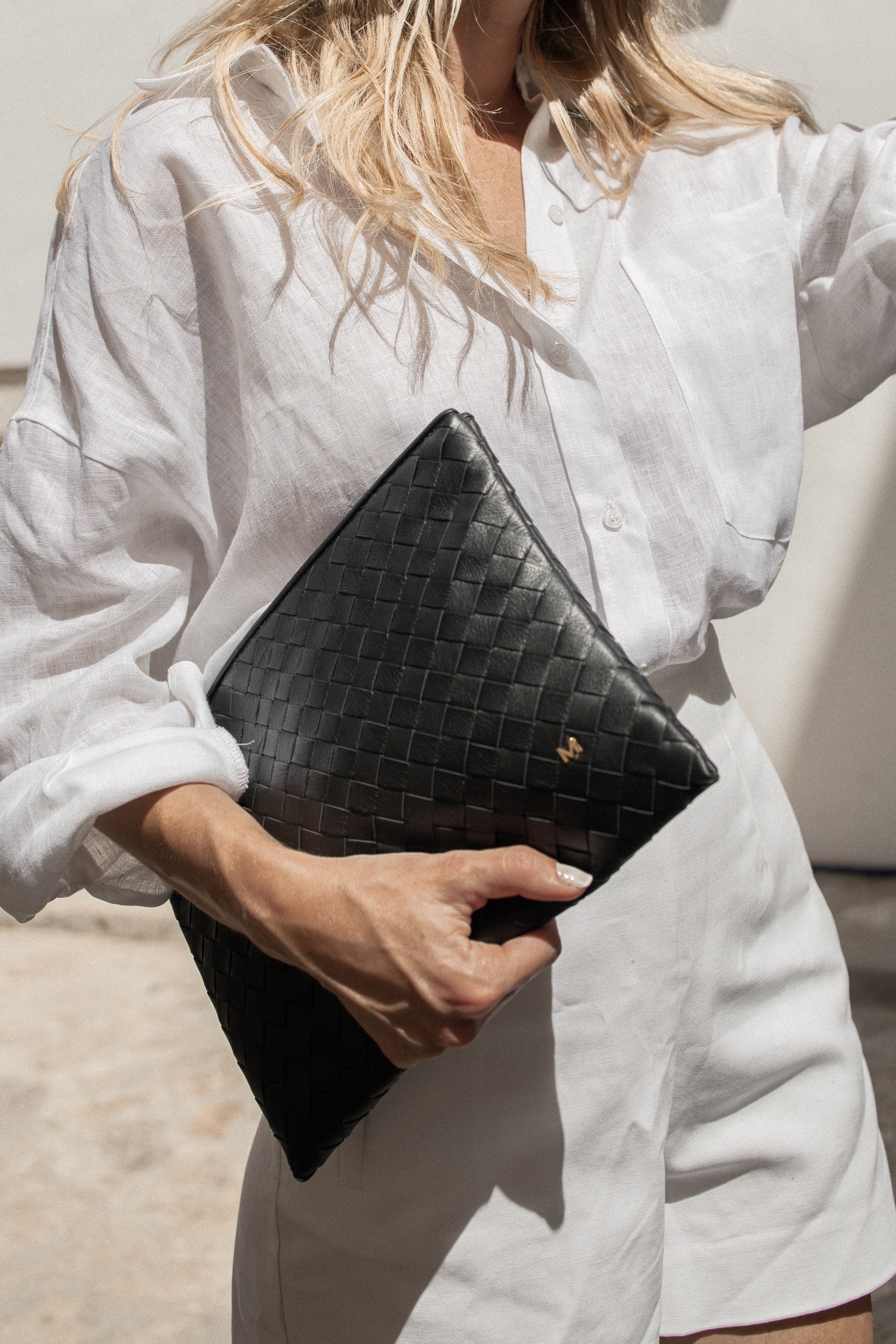 The Julia Woven Leather Clutch Bag - MILANER