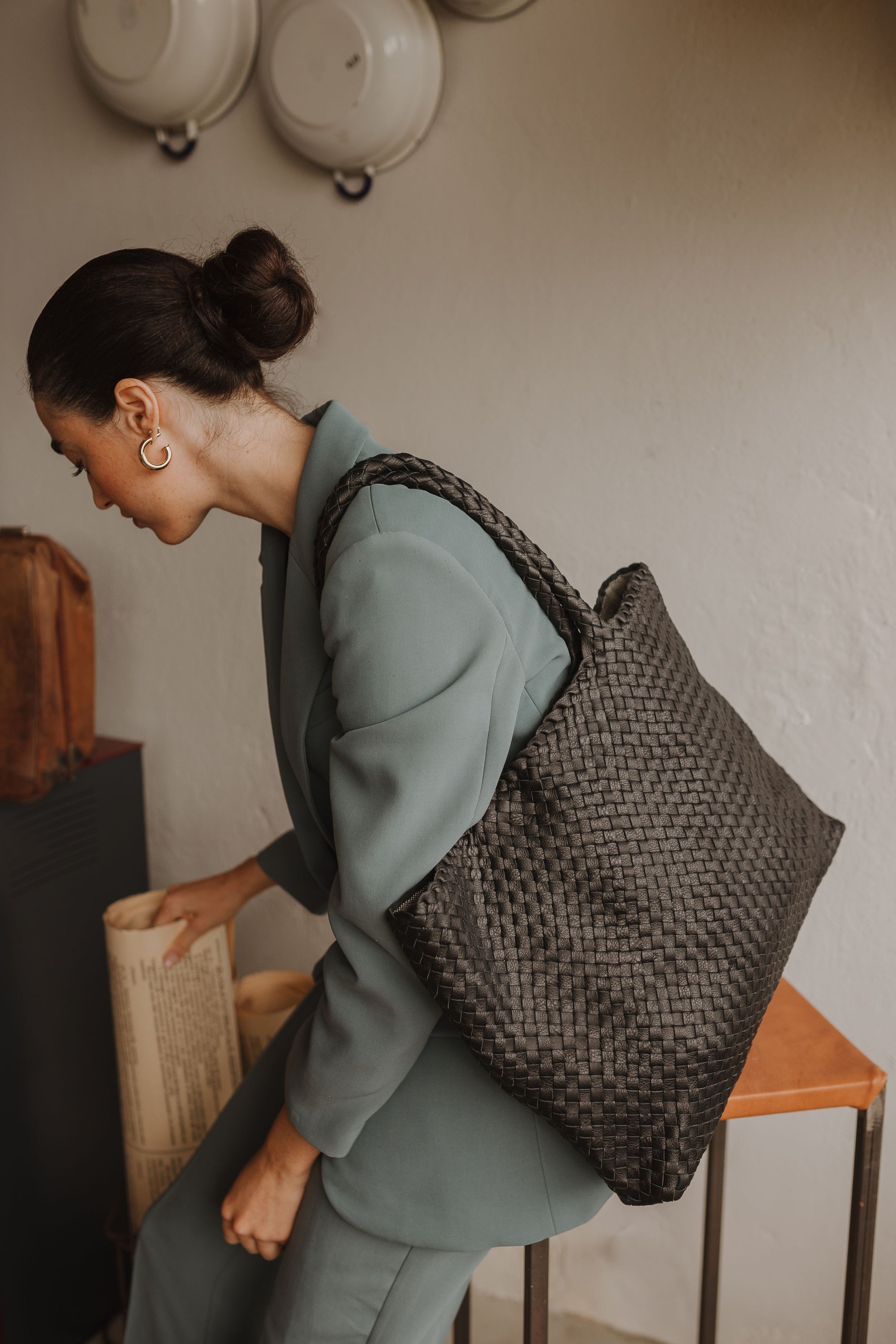The Travel Elena, Italian Woven Leather Handbag - MILANER