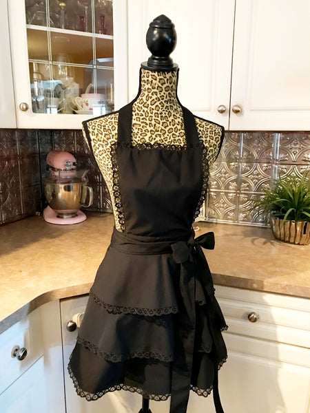 Womens Sexy Black Lace Cocktail Apron