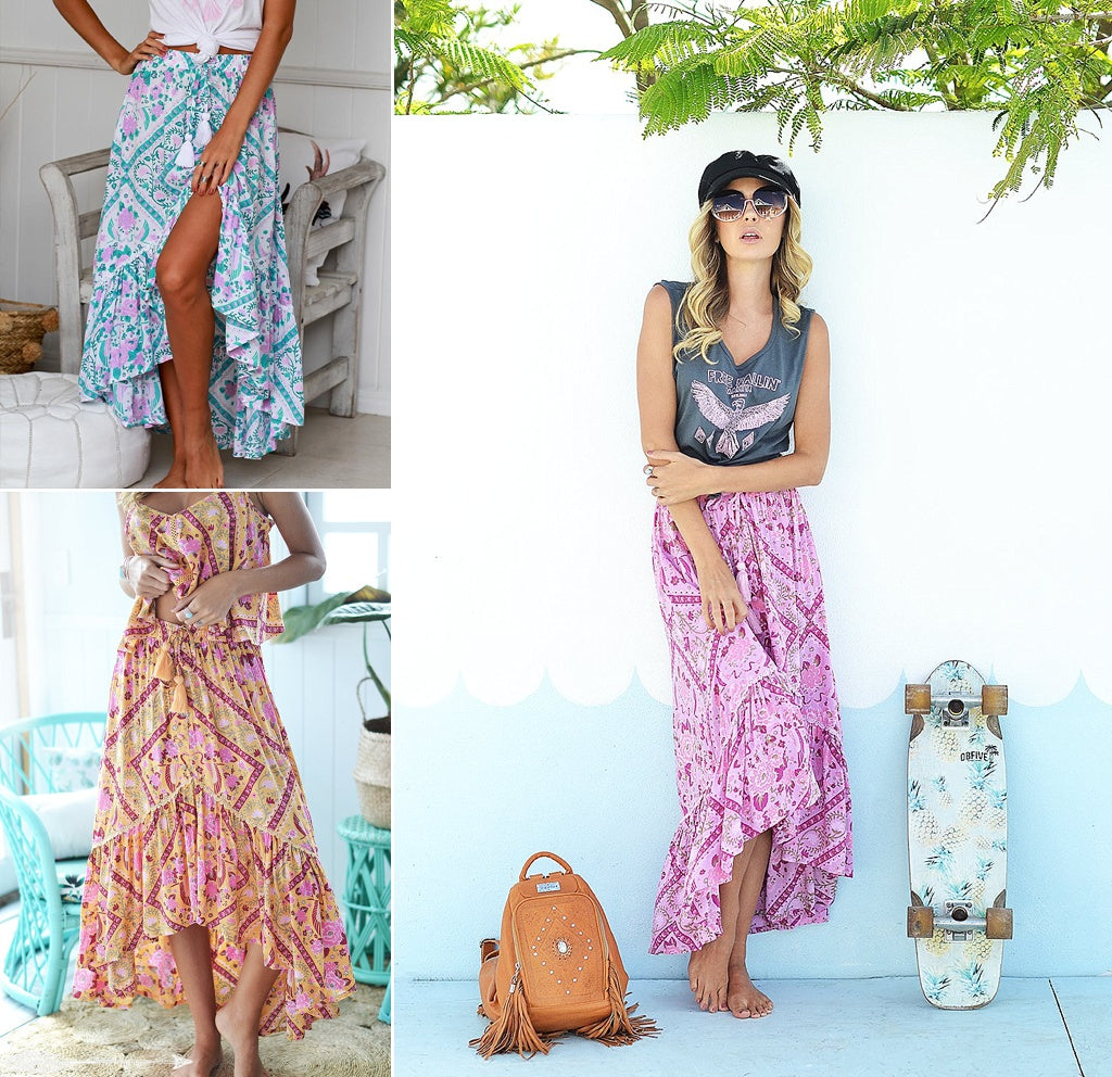 bohemian maxi skirts