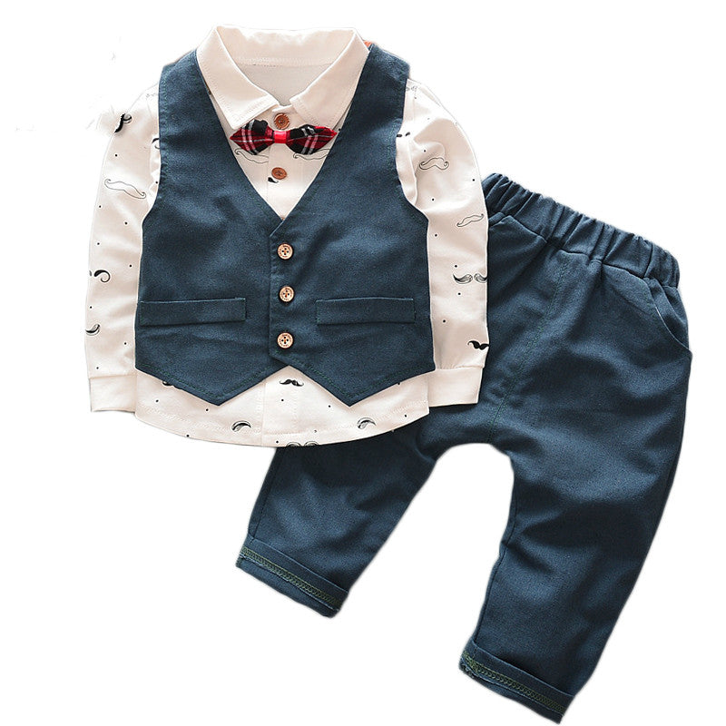 18M-5T Elegant Baby Boys Clothing Sets Vest+Shirt+Pants 3Pcs Kids ...