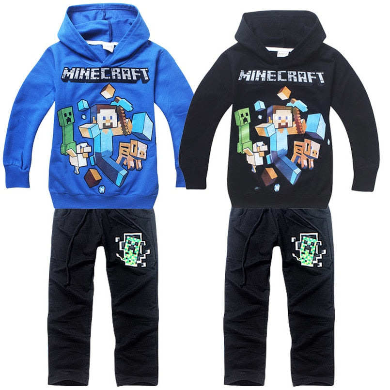 2 Pack Baby Boy Girl Child Minecraft Clothes Set Long Sleeve Hooded Ro Thefashionique - 6 red boys girls kids roblox cotton hooded long sleeve