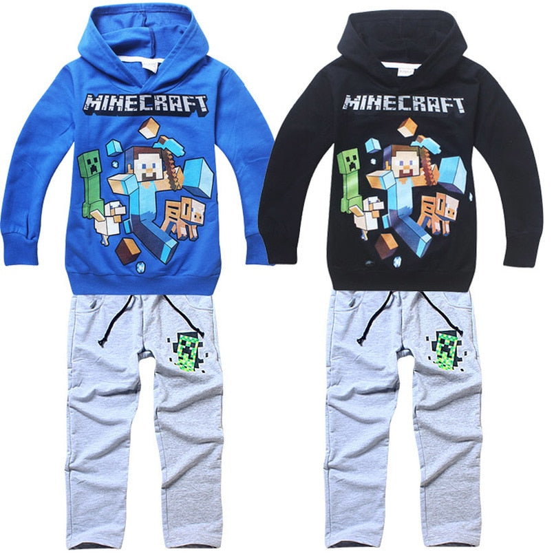 2 Pack Baby Boy Girl Child Minecraft Clothes Set Long Sleeve Hooded Ro Thefashionique - roblox boy and girl pictures