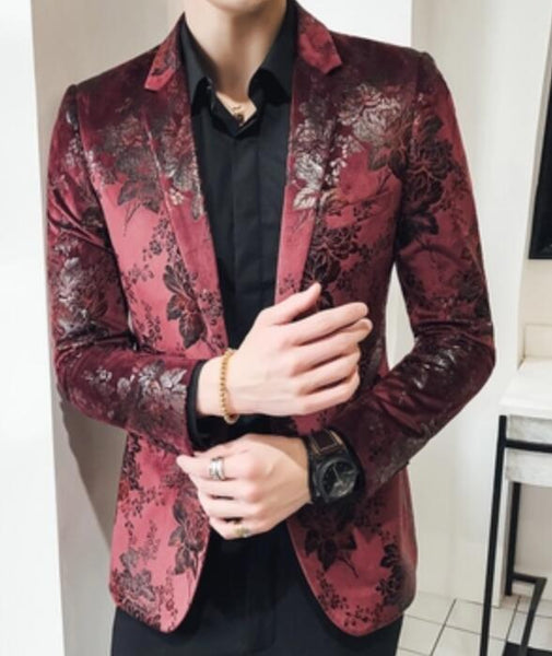 2018 Americana Hombre Stage Clothes For Singers Mens Burgundy Blazers ...