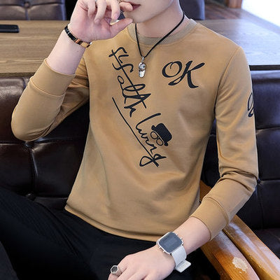 2019 Autumn New Casual Self-cultivation Mens T shirt Fashion Trend ...
