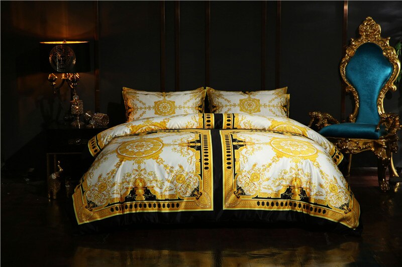 2019 Ivarose Luxury Bedding Set 4 Pieces Black Gold Bed Sheet Set Duvet Cover Set Pillowcase King Queen Size Thefashionique Shop Women Men Stylish Trending Clothing Shoes Online