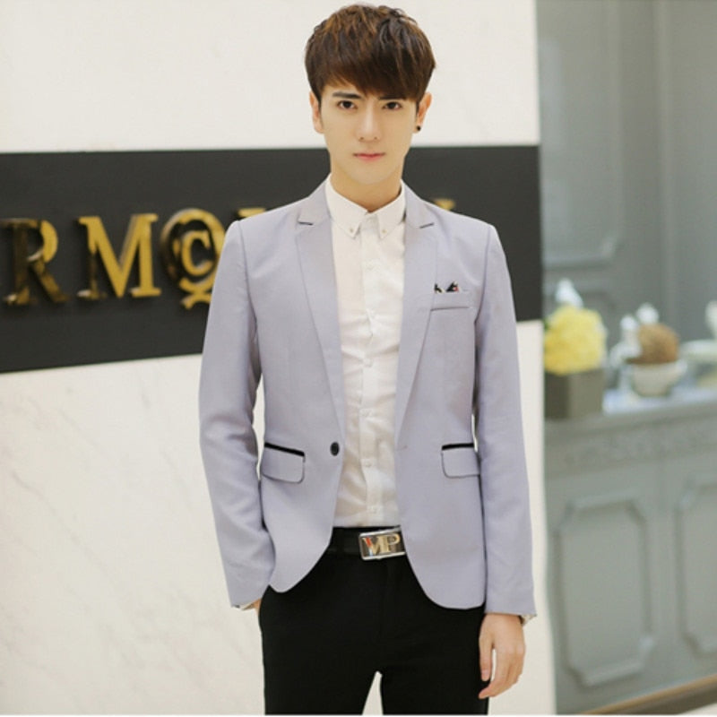 2019 Spring New Men Handsome Young Student Small Suit Slim Fit Blazer ...