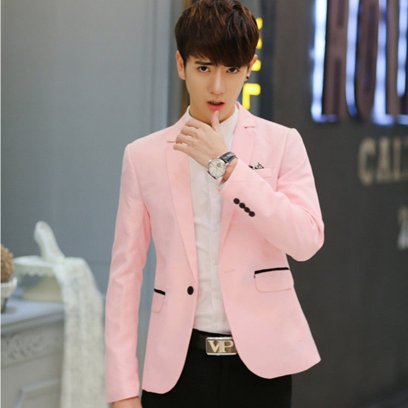 2019 Spring New Men Handsome Young Student Small Suit Slim Fit Blazer ...