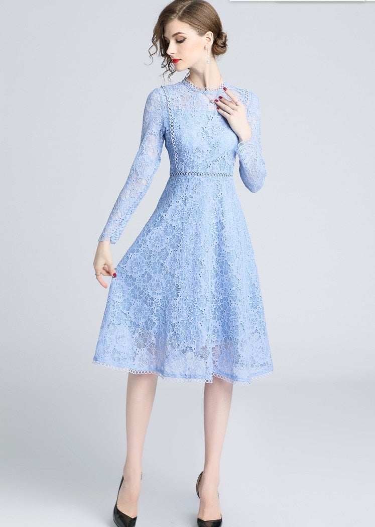 light blue lace dress with sleeves