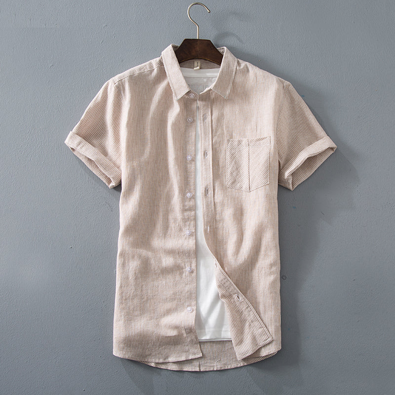 4 Colors Brand Clothes Summer Men's Striped Linen Shirt 2019 New ...