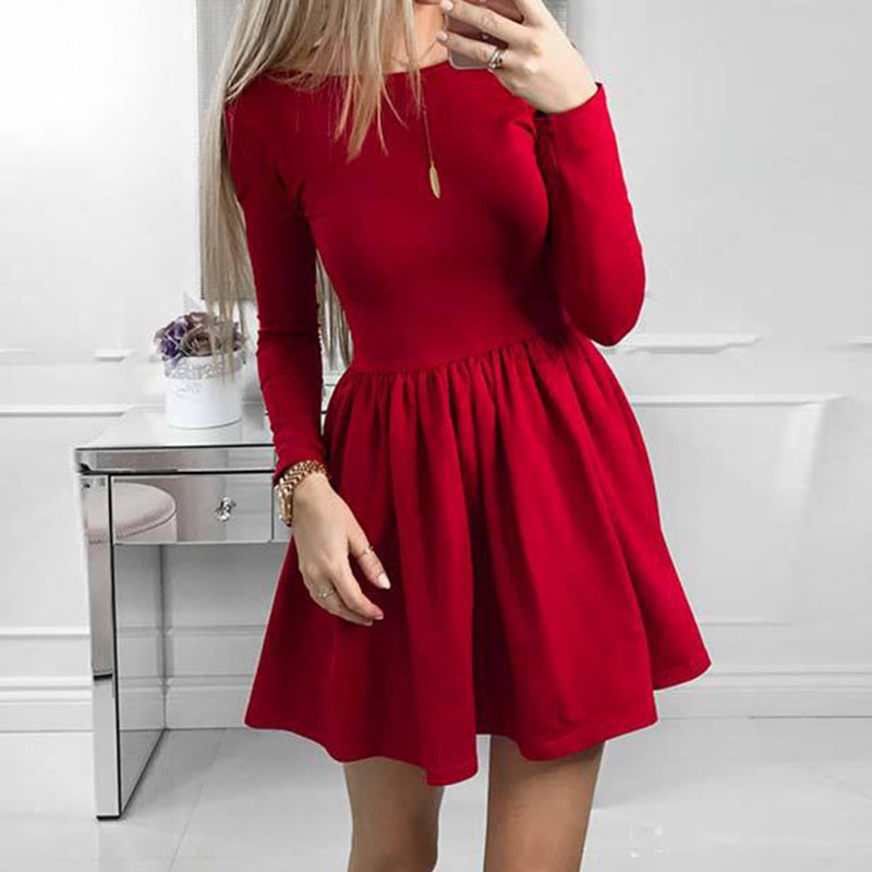 womens long sleeve red dress