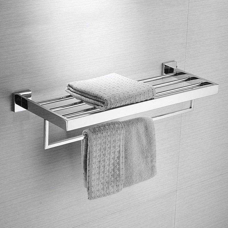 Bathroom Square Bath Towel Rack Stainless Steel Mirror Polishing Chrome ...