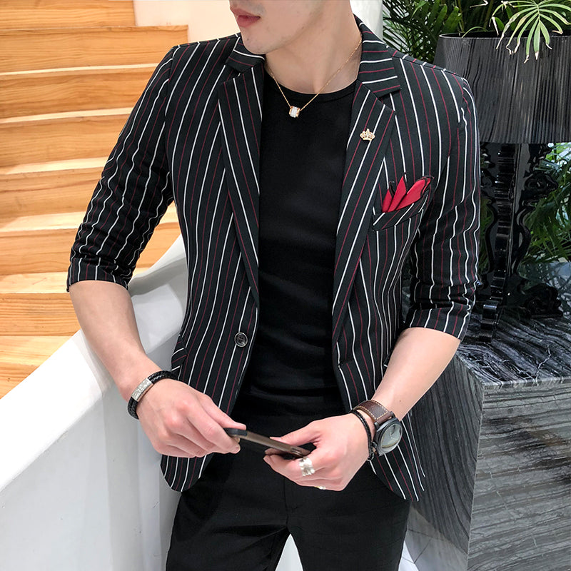 Black Stripe Blazers Mens Blazer Masculino Slim Fit Social Men Clothes ...