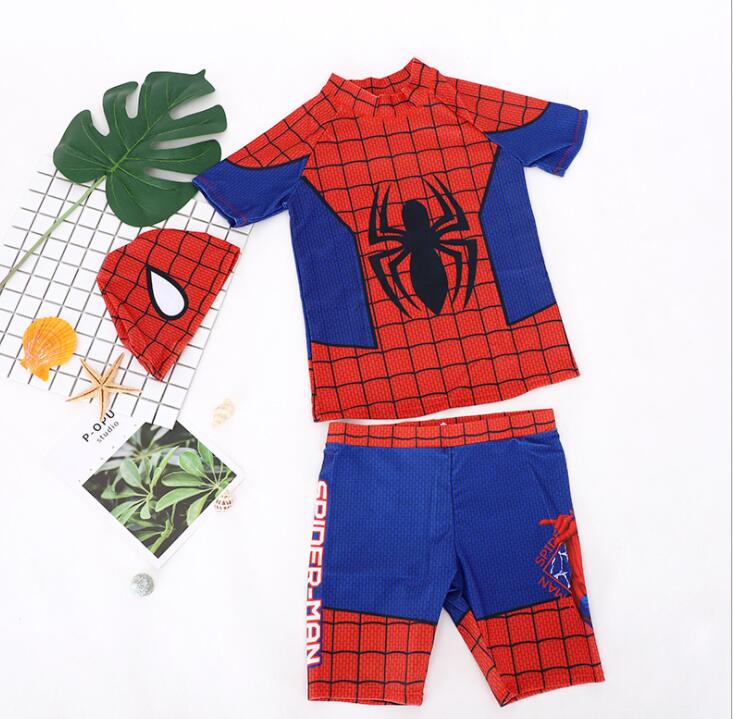 Boys 3pcs Swimsuit Spiderman Avengers Superman Children Short Sleeve ...