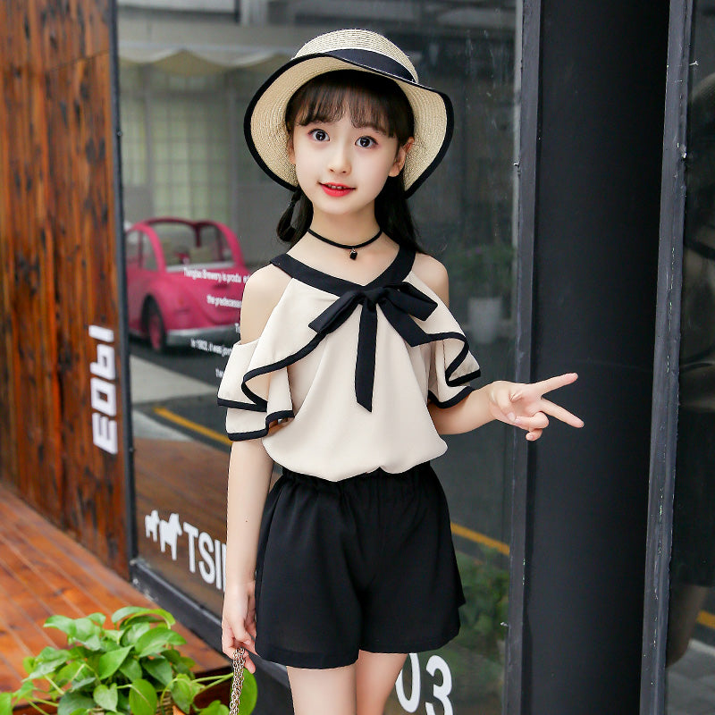Children Girl Clothes Set Off Shoulder Tops Shorts Sets 2 Piece Kids Outfits Teen Girl Summer Clothing For 3 4 6 7 8 10 12 Years Thefashionique Shop Women Men Stylish Trending Clothing Shoes Online