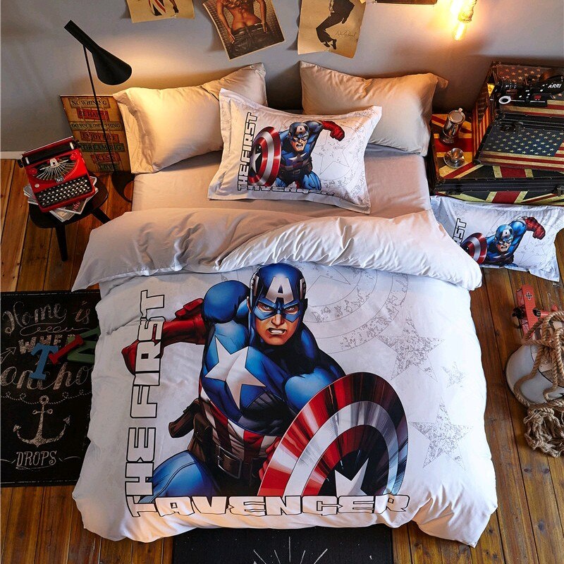 Disney Team Heroes Spiderman Iron Man Bedding Set For Kids Duvet