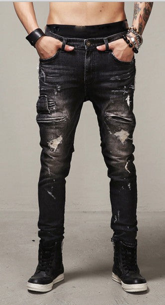 boys black biker jeans