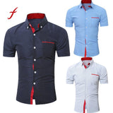 Feitong Men Shirts Mens Casual Short Sleeve Shirt Business Slim Shirt ...