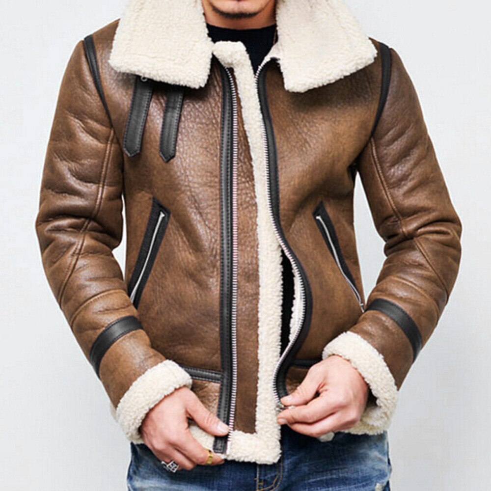 Men's Jacket Fashion Design Men Autumn Winter Highneck Warm Fur Liner ...