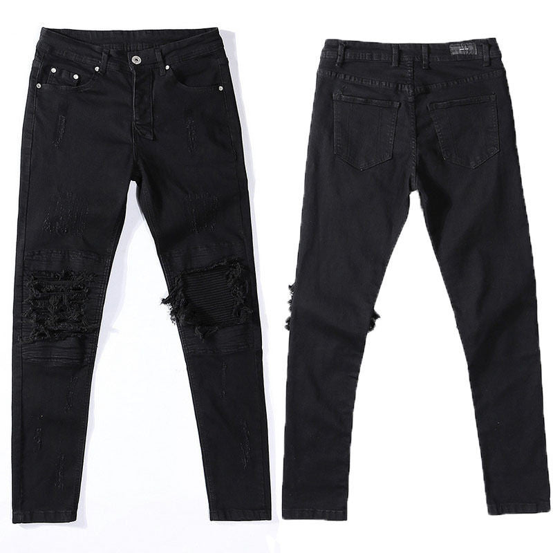 black ripped biker jeans mens