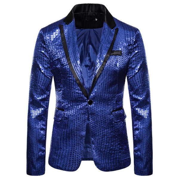 Hot Men Shiny Gold Sequin Glitter Embellished Blazer Jacket Men ...