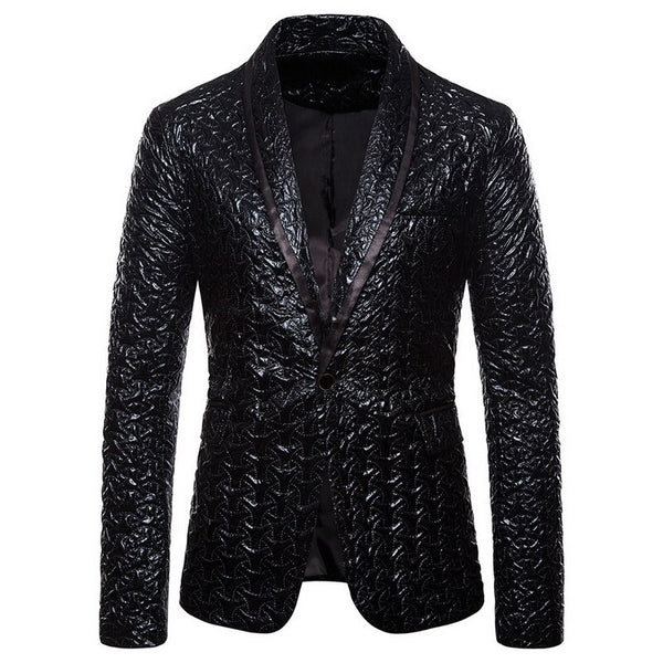 Hot Men Shiny Gold Sequin Glitter Embellished Blazer Jacket Men ...