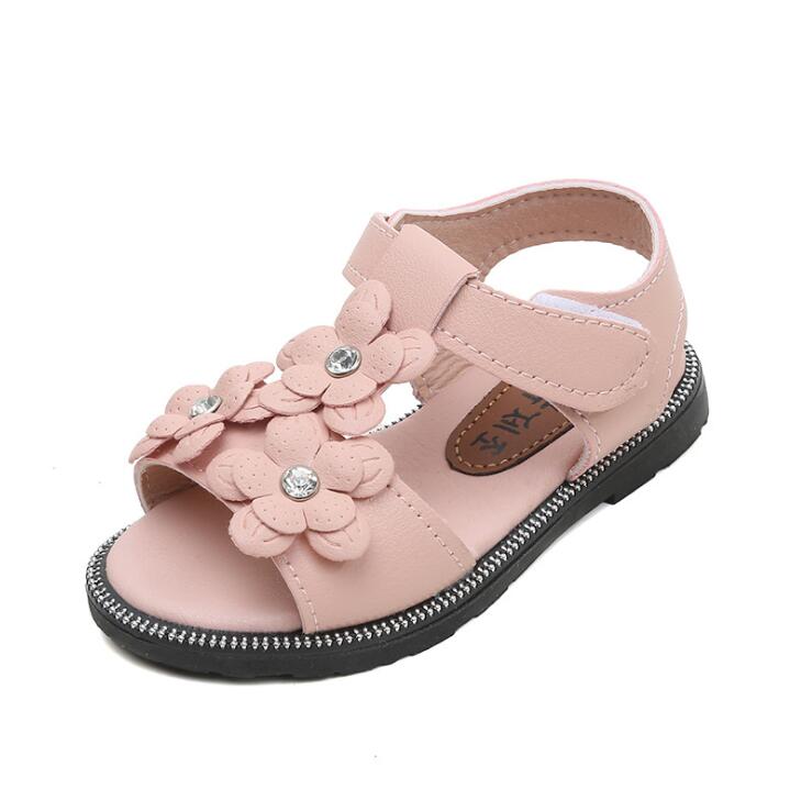 Kids Sandals Girls Summer Shoes Leather Flower Flat Heels Big Girl ...