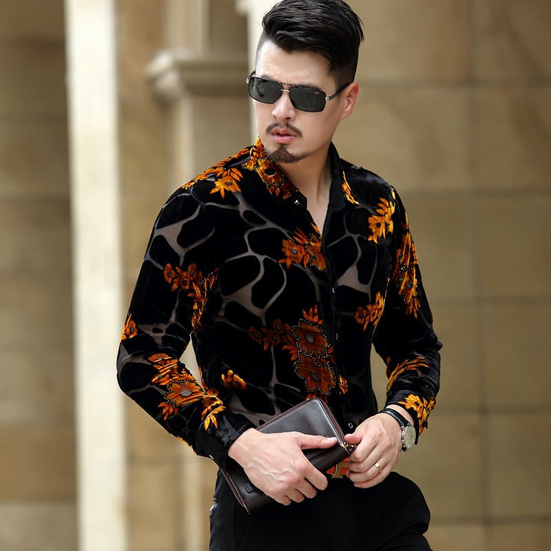 Luxury Brand Lace Shirt Men 2018 Floral Embroidery Transparent Mens ...