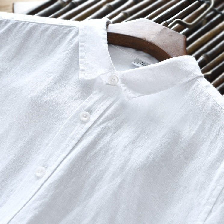 Men's 100% pure linen long-sleeved shirt men brand clothing men shirt S ...