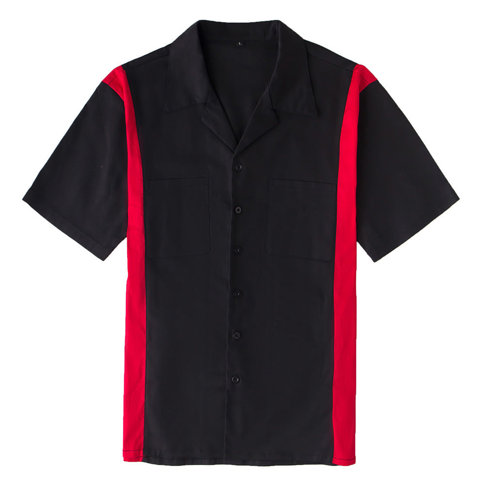 Men's Casual Short-Sleeve Two-Tone Work Shirt overhemden heren Blouse ...