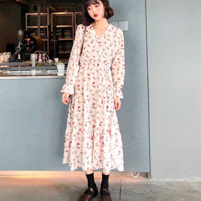 chiffon dress korean style