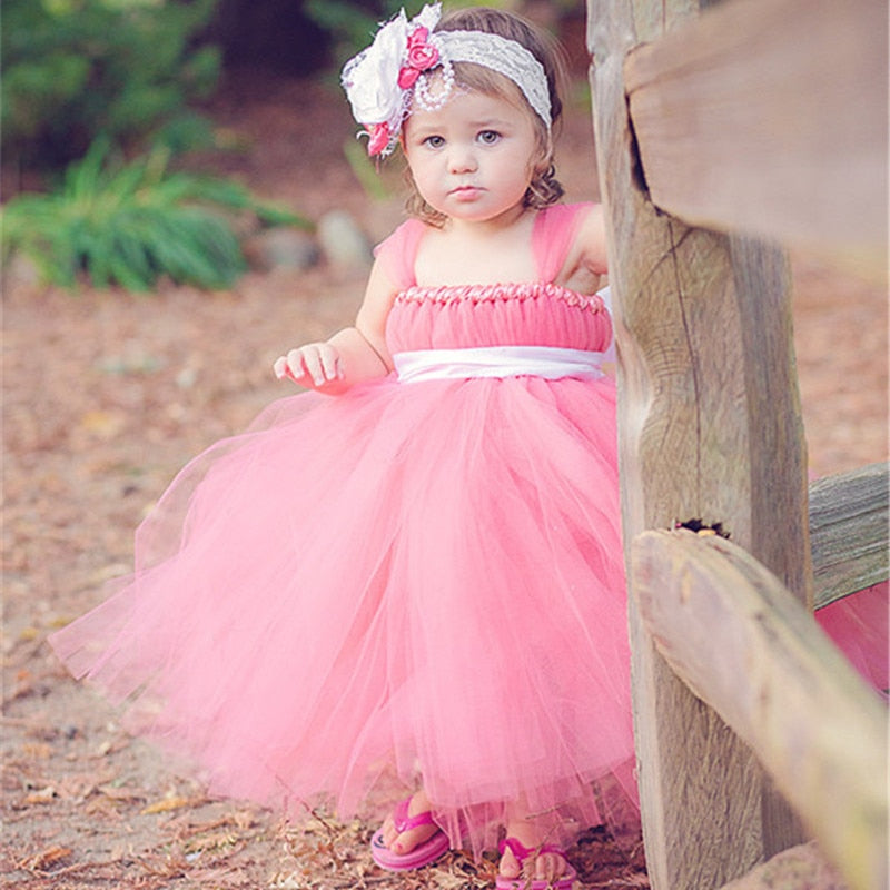 New Flower Girl Dresses Pink Tutu Dress Kids Party Wedding Ball Gown ...