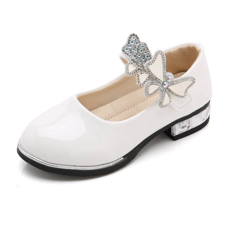 Princess Kids Leather Shoes for Girls Flower Casual Glitter Children ...